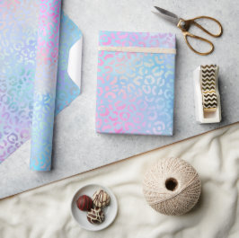 Papel De Presente Gradiente Iridescente de Arco-Íris e Manchas de Le