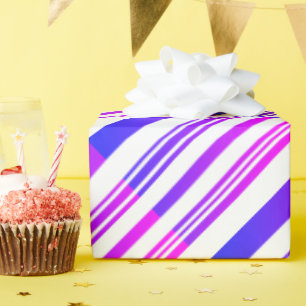 Papel De Presente Gradiente Rosa e Banhas Azuis em Branco