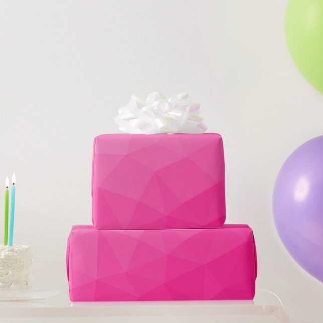 Papel De Presente Gradiente Rosa Quente Padrão de Malha Geométrica (Presentes para festas)