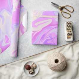 Papel De Presente Gradiente Roxo-Rosa e Iridescente Marble