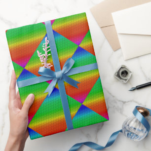 Papel De Presente Gradiente Vermelho a Verde do arco-íris Diagonal