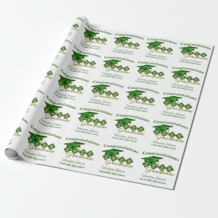 Papel De Presente Graduação - Ba de Presente Verde e Dourado Perso