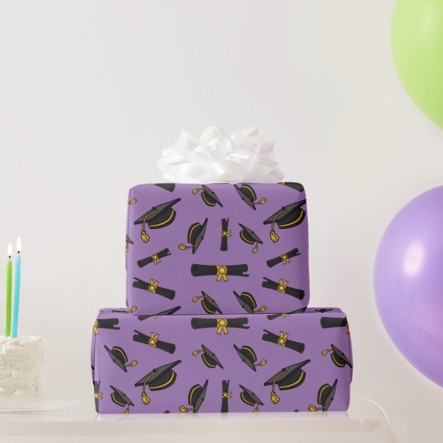 Papel De Presente Graduação Celebração Roxo-Sem-Olho Arte (Presentes para festas)