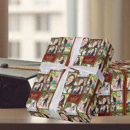 Papel De Presente Graduação da Colagem de Fotos do Formando 9 Dourad