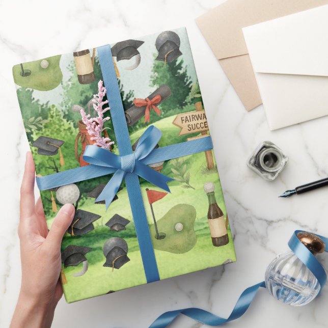 Papel De Presente Graduação de Golfe temática para amante de gatos g (Presentear)