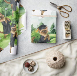 Papel De Presente Graduação de Golfe temática para amante de gatos g