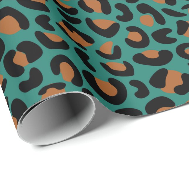 Papel De Presente Graduação de Impressão Leopard Presente Verde Escu (Ponta do rolo)