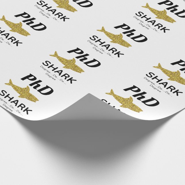 Papel De Presente Graduação de PhD de Tubarão Dourado brilhante (Ponta)