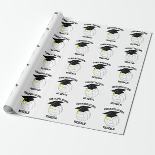Papel De Presente Graduação de Voleibol - Branco Negro
