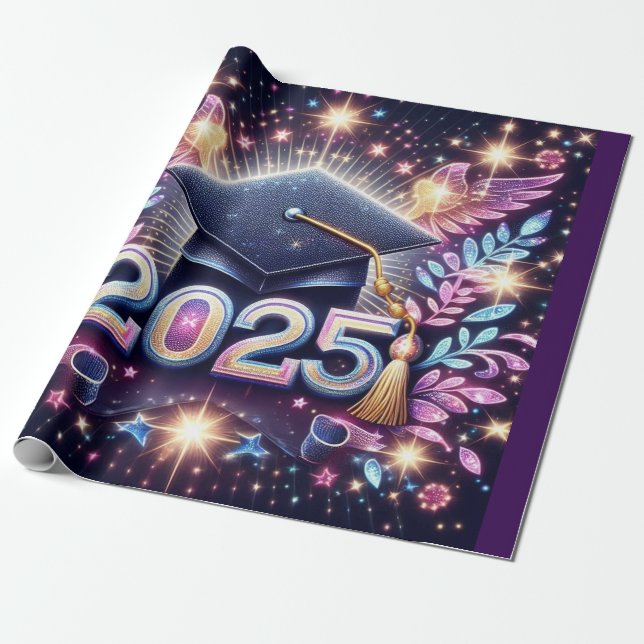 Papel De Presente Graduação Elegante 2025 (Desenrolado)