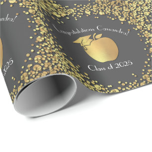 Papel De Presente Graduação em Formação de Professores Cinza Dourado