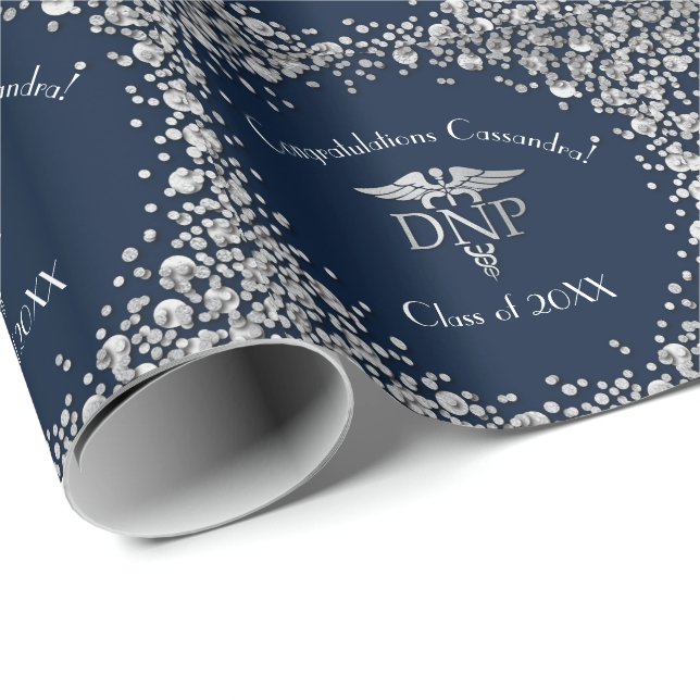 Papel De Presente Graduação em Prática de Enfermagem Azul Marinho Pr (Ponta do rolo)