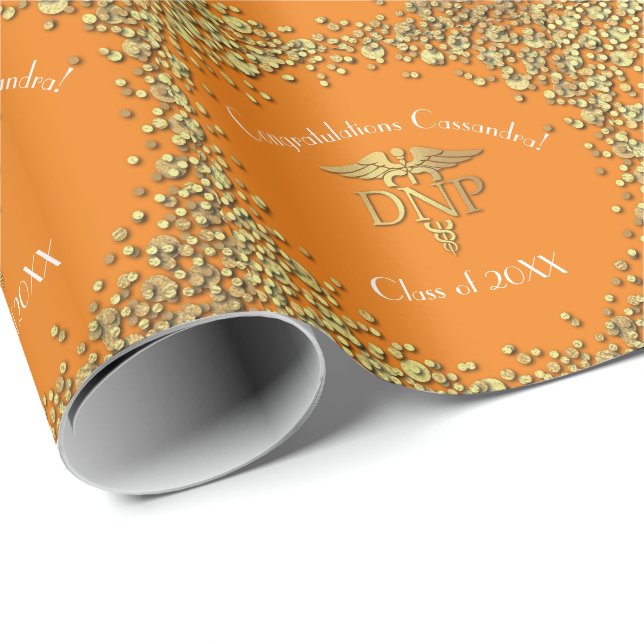 Papel De Presente Graduação em Prática de Enfermagem Laranja Dourado (Ponta do rolo)