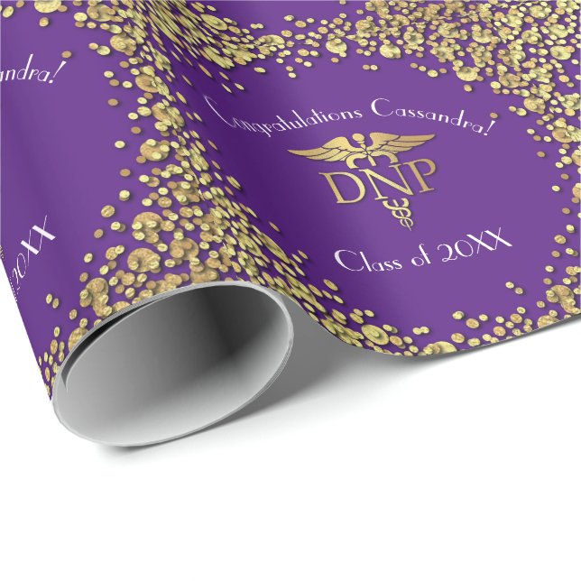 Papel De Presente Graduação em Prática de Enfermagem Roxo Dourado (Ponta do rolo)