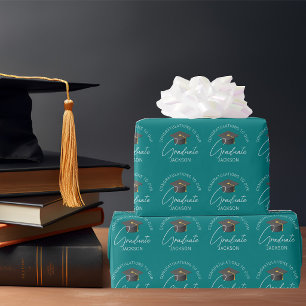 Papel De Presente Graduação Personalizada do Formando Chic Teal