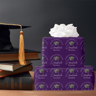 Papel De Presente Graduação Personalizada do Formando Roxo Escuro