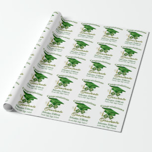 Papel De Presente Graduação Personalizada Dourada Verde Clássica