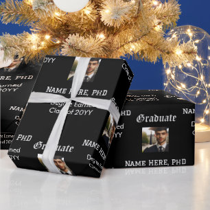 Papel De Presente Graduação Personalizada em Preto e Branco Graduaçã