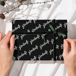 Papel De Presente Graduação Simples  Preto e Branco  Festa de format