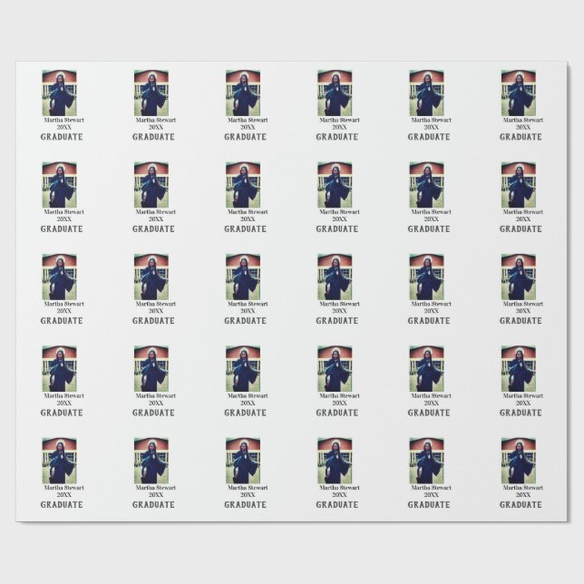 Papel De Presente Graduation photo name year class university simple (Aberto)