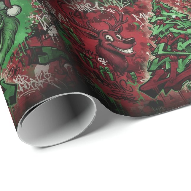 Papel De Presente Graffiti Christmas Matte Wrapping Paper (Ponta do rolo)