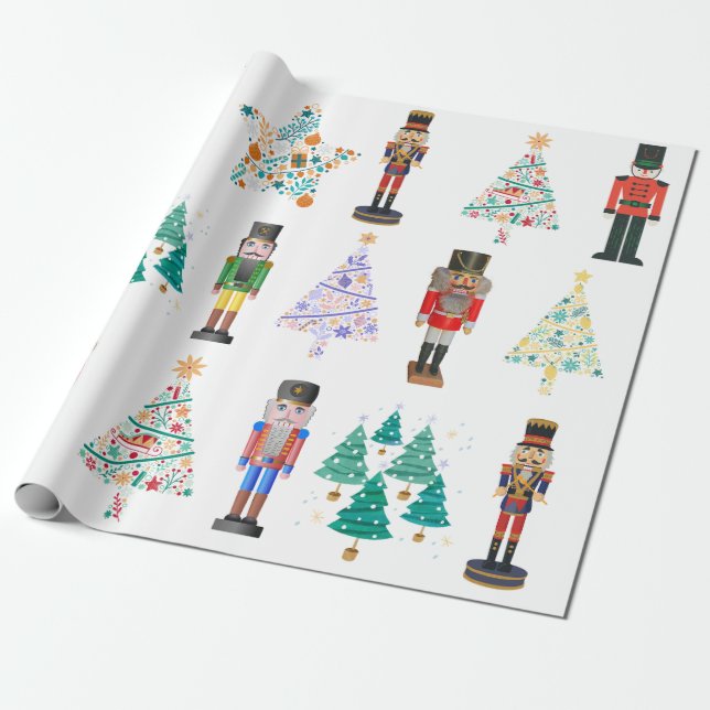 Papel De Presente Gráfico Adorabel ilustração nutcracker Natal (Desenrolado)