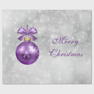 Papel De Presente Gráfico bonito Purple Shiny Christmas Bauble
