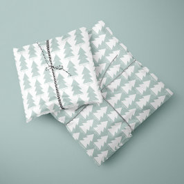 Papel De Presente Gráfico da árvore de Natal azul geométrico moderna