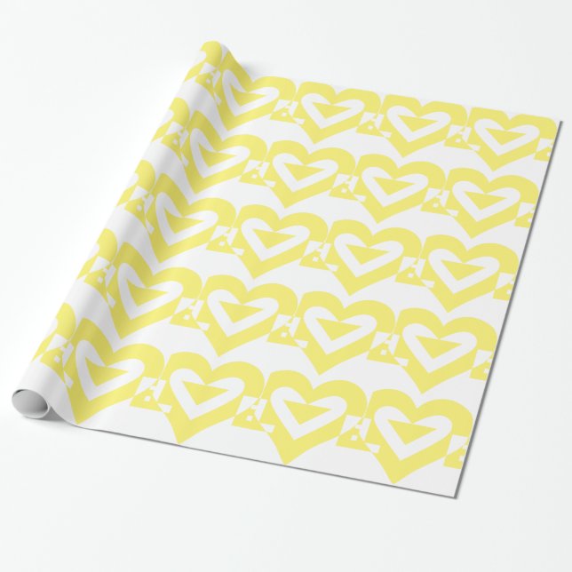 Papel De Presente Gráfico de Amor legal, Amarelo (Desenrolado)