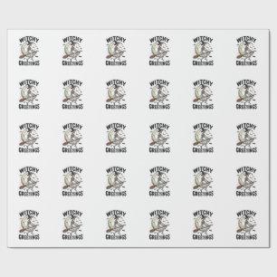Papel De Presente Gráfico de Esqueleto de Bruxa Cumprimentos de Brux