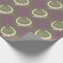 Papel De Presente Gráfico de Pérola "Feliz 12 Casamento de Aniversár
