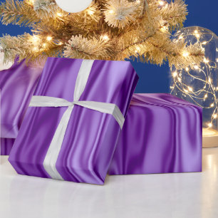 Papel De Presente Gráfico de Satin Purple Faux Satin do Natal Elegan