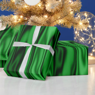 Papel De Presente Gráfico de Satin Verde Faux Satin do Natal Elegan
