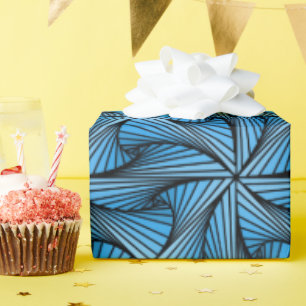 Papel De Presente Gráfico Geométrico 3D Torção Espiral Azul