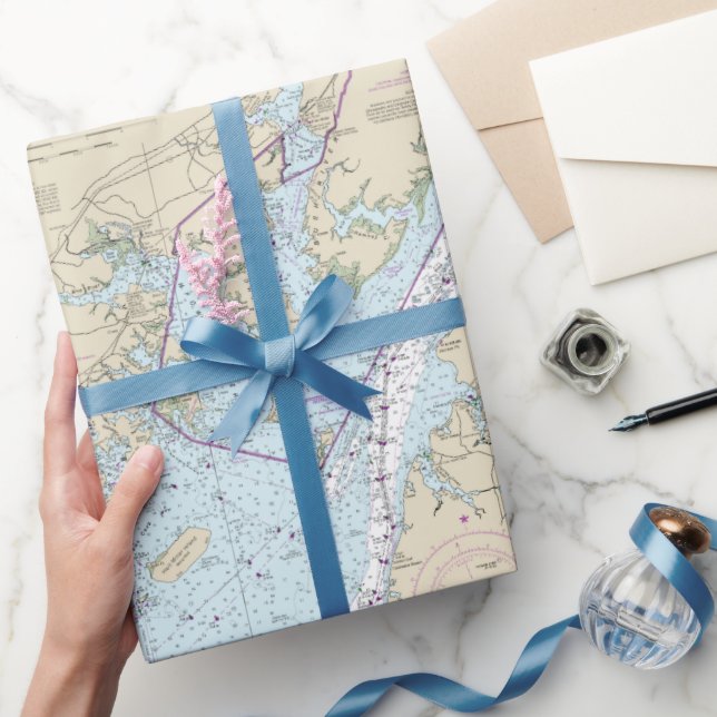 Papel De Presente Gráfico náutico da Baía de Chesapeake (Presentear)