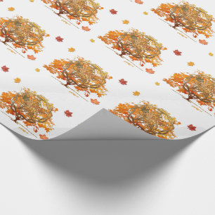 Papel De Presente Gráfico pagão de Wiccan do equinócio de queda