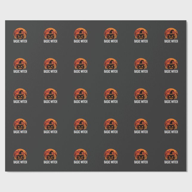 Papel De Presente Gráficos Básicos de Halloween Feiticeira Abóbora L (Aberto)