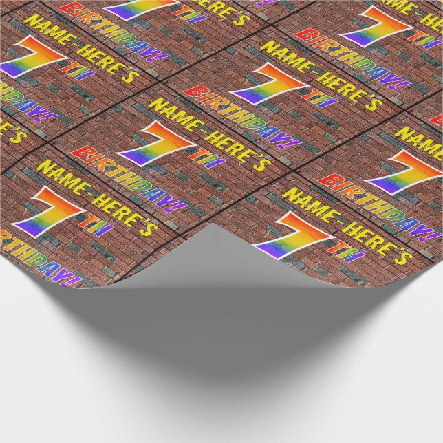 Papel De Presente Grafite Arco-Íris Parece 7 ANIVERSÁRIO! Nome & per (Ponta)