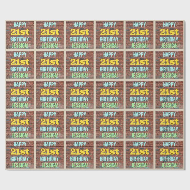 Papel De Presente Grafite de parede de tijolos inspirado aniversário (Aberto)