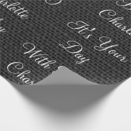 Papel De Presente Grafite Preto Linen Branco Russo Personalizado
