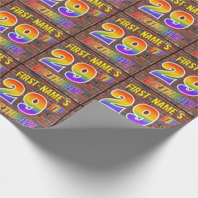 Papel De Presente Grafite, Rainbow, 29º ANIVERSÁRIO! Nome & personal (Ponta)