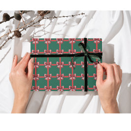 Papel De Presente Grande Arco Vermelho Natal Verde Feriado Brilhante