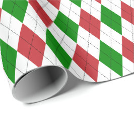 Papel De Presente Grande Argila Escuro Vermelho, Verde e Branco