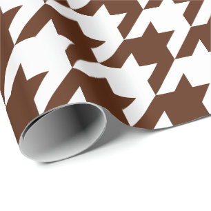 Papel De Presente Grande Brown e Houndstooth branco