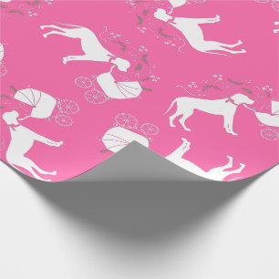 Papel De Presente Grande Cachorro Chá de fraldas Puppy Pink Girl