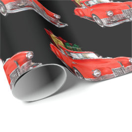 Papel De Presente Grande Carro vintage Vermelho, Presentes e Papai N