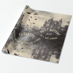 Papel De Presente Grande Castelo de Vintage Dracula, Gótico Vitorian