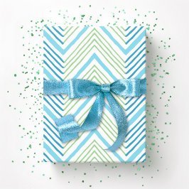 Papel De Presente Grande Chevron Zag em Verde e Aqua