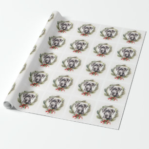 Papel De Presente Grande Danês Grinalda de Natal Cachorro Festivo