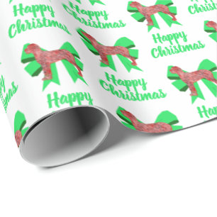 Papel De Presente Grande Danois Vermelho Natal Cachorro & Laço Verde